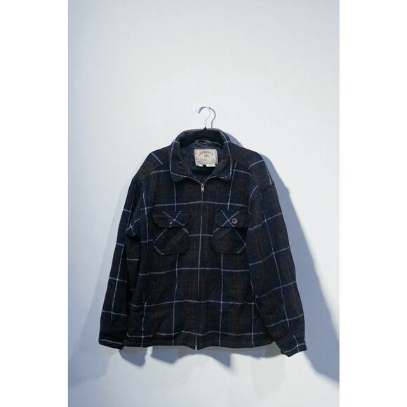 Aberdeen Collection Plaid Zip-Up Shirt Jacket – Brown & Navy – Size L - Picture 2 of 4
